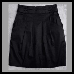 BCBG Short black A-line skirt 10 Cotton bl Pockets Lined High waist Back zipper